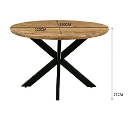 Moloo MACY-Table à manger ronde 4 personnes D.120 cm, Manguier et métal noir pas cher