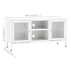 vidaXL Meuble TV Blanc 105x35x52 cm Acier et verre pas cher