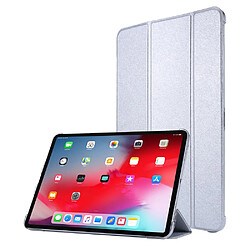 Etui en PU Texture de soie avec support tri-pliure argent pour votre Apple iPad Pro 12.9 pouces (2021)