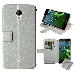 Htdmobiles Housse etui portefeuille pour Acer Liquid Zest 3G Z525 + film ecran - BLANC