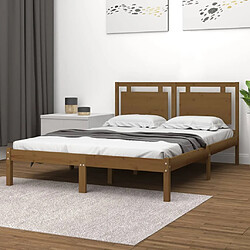 vidaXL Cadre de lit sans matelas marron miel 120x200 cm bois massif