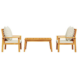 Avis Maison Chic Ensemble de 3 Tables et chaises d'extérieur avec coussins,Salon de jardin, Ensemble Tables et chaises d'extérieur bois massif d'acacia -GKD321539