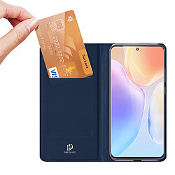 Etui en PU DUX DUCIS fermeture automatique magnétique avec support et porte-carte, bleu pour votre Vivo X70