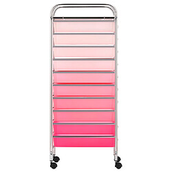 Acheter vidaXL Chariot de rangement mobile à 10 tiroirs Ombre Rose Plastique