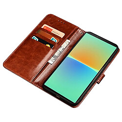 Etui en PU texture crazy horse, fermeture magnétique, anti-chocs avec support pour votre Sony Xperia 10 IV 5G - noir