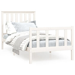 Maison Chic Cadre/structure de lit et tête de lit pour adulte - Lit Moderne Chambre blanc 100x200 cm bois de pin massif -MN73332