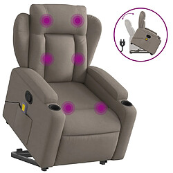 vidaXL Fauteuil inclinable de massage Taupe Tissu