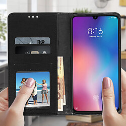 Avis Avizar Housse Xiaomi Mi 9 Etui Coque Effet Vieilli Porte-cartes Support - Noir