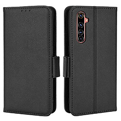 Etui en PU texture litchi, double fermeture magnétique avec support, noir pour votre Realme X50 Pro 5G/X50 Pro Player