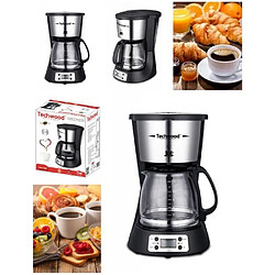 Techwood Cafetière électrique 1000W Design ALU Ecran LCD 1.5 l 12 Tasses Fonction de maintien au chaud Minuterie LCD Noir/Argent pas cher