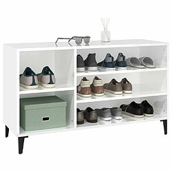 Acheter Maison Chic Armoire à chaussure,Meuble à Chaussures Blanc brillant 102x36x60 cm Bois ingénierie -MN28524