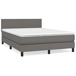 vidaXL Sommier à lattes de lit avec matelas Gris 140x200 cm Similicuir