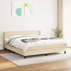 Maison Chic Lit adulte- Lit + matelas,Sommier à lattes de lit avec matelas Crème 180x200 cm Tissu -GKD50600