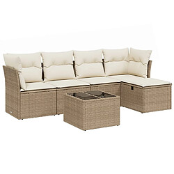 vidaXL Salon de jardin avec coussins 6 pcs beige résine tressée