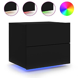 Maison Chic Lot de 2 Tables de Chevet murales - Tables de Nuit avec lumières LED noir pas cher