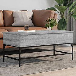 ComfortXL Table Basse Sonoma Gris 100x50x45 Cm Bois D'ingénierie Et Métal