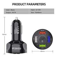 Avis 12V 4-Ports USB Car Charge QC 3.0 Prise D'adaptateur De Charge Rapide Pour IPhone Noir