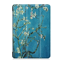 Etui en PU support triple pour l'impression de patrons abricotier à fleurs pour votre Lenovo Tab M10 TB-X605F