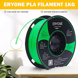 None Filament PLA ERYONE pour imprimante 3D 1,75 mm Tolérance 0,03 mm 1 kg (2,2 lbs)/bobine - Vert