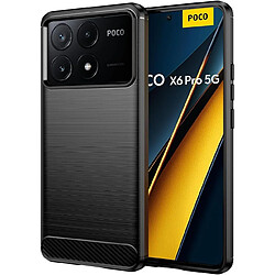 Xeptio Coque protection noire style Carbone pour Xiaomi Poco X6 PRO 5G souple Antichoc case