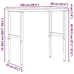 vidaXL Établi 100x60x(73-99,5) cm bois massif de hêtre rectangulaire pas cher