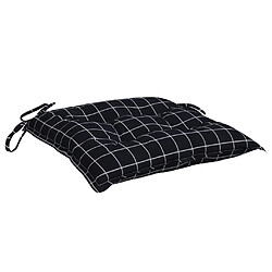 Avis vidaXL Coussins de chaise lot de 2 carreaux noir 40x40x7 cm tissu