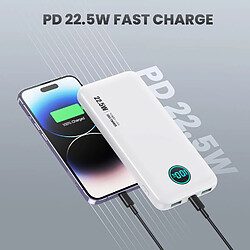 Acheter SANAG Batterie Externe 10800Mah Ultra-Mince Power Bank Pd 22.5W & Deux Qc 4.0 Charge Rapide Usb C Batterie Portable Avec Écran Lcd, 3 Sorties 2 Entrées Chargeur Portable Pour Iphone Samsung Huawei - Blanc