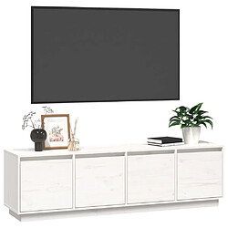 Avis vidaXL Meuble TV Blanc 156x37x45 cm Bois de pin massif