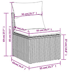 vidaXL Salon de jardin avec coussins 7 pcs gris résine tressée pas cher