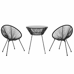 Avis Ensemble salle à manger de jardin 3 pcs,Table et chaise à dîner d'extérieur Rotin PVC Noir -MN35803