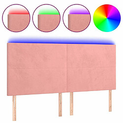 Maison Chic Tête de lit scandinave à LED,meuble de chambre Rose 180x5x118/128 cm Velours -MN18924