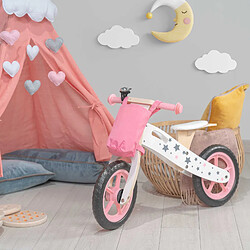 Vélo Sans Pédales Montessori Robincool Street Circuit 83x36x53 cm Draisienne en Bois Rose, Sonnette et Panier en Tissu