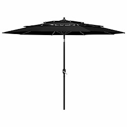 Maison Chic Parasol Jardin | Parasol à 3 niveaux avec mat en aluminium Noir 3 m - GKD94814