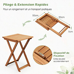 Helloshop26 Table basse pliante de jardin en bois plateau à lattes structure en forme de x table d‘extérieure carrée balcon piscine 20_0009336