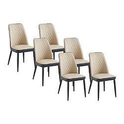 Vente-Unique Lot de 6 chaises en simili et métal - Beige et anthracite - MILDURA