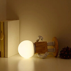 Universal Lampe de table robot mignonne Lampe de table en bois blanc nordique moderne LED Enfants Petite fille Garçon Enfants Chambre à coucher Chevet Mini Nightlight | pas cher