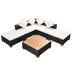 vidaXL Salon de jardin 6 pcs avec coussins résine tressée noir