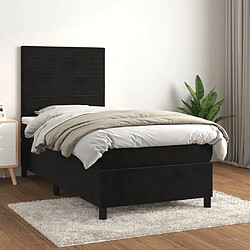 Maison Chic Lit Adulte - Lit simple Lit à sommier tapissier avec matelas moelleux - Meuble de Chambre - Noir 90x190 cm Velours -MN80202