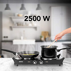 Duronic HP2 BK Plaque de cuisson chauffante électrique avec double foyer en fonte de 20 et 15 cm| 2500W | Compacte et mobile | Poignées ergonomiques | Thermostat | Camping, Camping-car, caravane