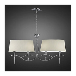 Luminaire Center Suspension Mara 2 Arm 4 Ampoules E14, chrome poli avec Abat jours blanc ivoire