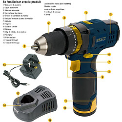 Avis Outil oscillant multifonction et Perceuse à percussion Visseuse Sans fil 12 V GMC 2 Batteries 1,5 Ah