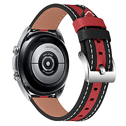 Bracelet en cuir véritable 20mm, réglable, noir/rouge pour votre Samsung Galaxy Watch3 41mm/Watch 42mm