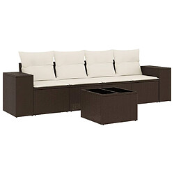 vidaXL Salon de jardin avec coussins 5 pcs marron résine tressée