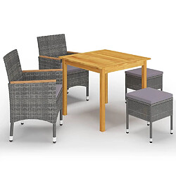 Maison Chic Ensemble de salle à manger de jardin 5 pcs,Table et chaises d'extérieur Gris -GKD287507