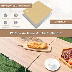 Acheter Helloshop26 Lot de 2 tables de camping pliantes avec cadre en aluminium table de pique-nique extensible portable avec plateau à imitation bois café 20_0008772