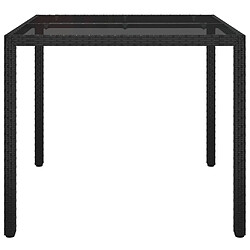 Avis vidaXL Table de jardin 90x90x75 cm Verre trempé et résine tressée Noir