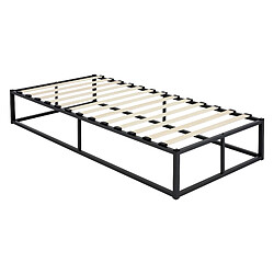 ML-Design Cadre de lit métal noir avec matelas H:10 cm sommier à lattes intégré 90x200 cm