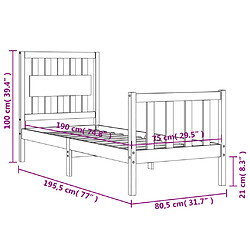 vidaXL Cadre de lit sans matelas noir bois de pin massif pas cher