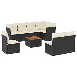 Maison Chic Ensemble Tables et chaises d'extérieur 9 pcs avec coussins,Salon de jardin noir résine tressée -GKD878889