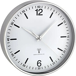 TFA Horloge Murale Radio-Pilotée en aluminium, Blanc, 19,5 x 4,5 x 19,5 cm